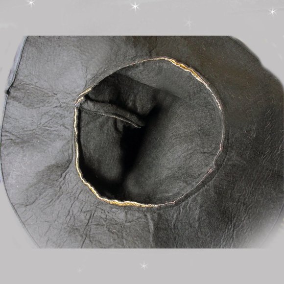 Couture Glamour Witch Hat for Costume, Gold Lame, Spider Web Lace, Feather - Picture 8 of 11